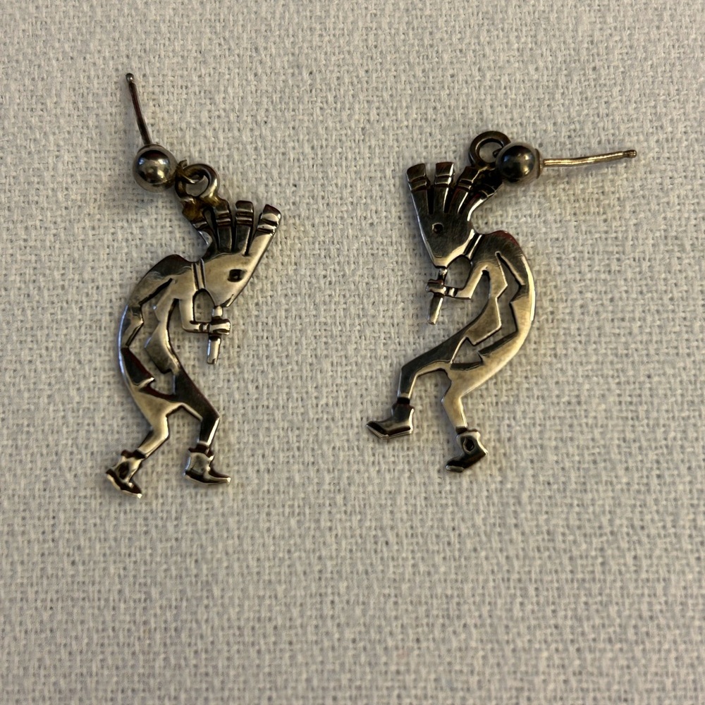 Silver Kokopelli Earrings